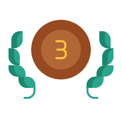 Medal Third Place, Animated Icon, Flat