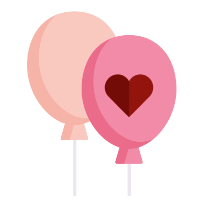 Balloons Heart, Animated Icon, Flat