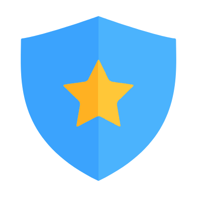 Shield Star, Animated Icon, Flat
