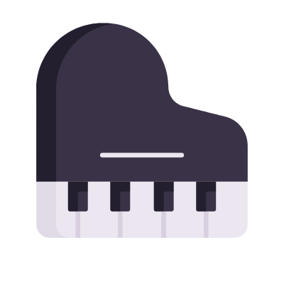 Grand Piano, Animated Icon, Flat