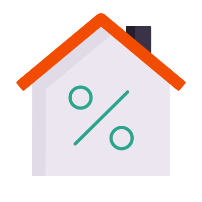 House Percent, Animated Icon, Flat