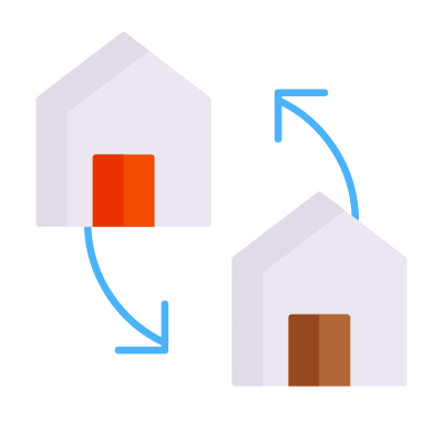 Houses Exchange, Animated Icon, Flat