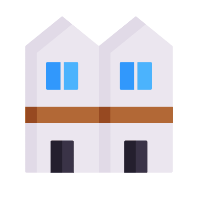 Terraced House, Animated Icon, Flat