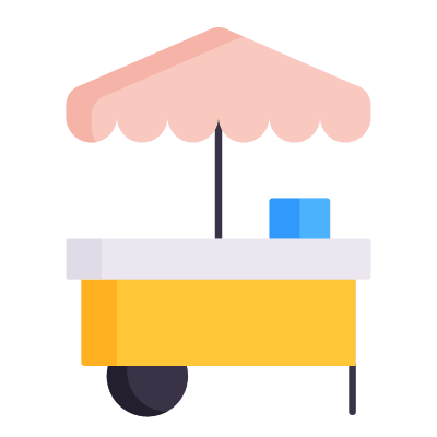 Food Cart, Animated Icon, Flat