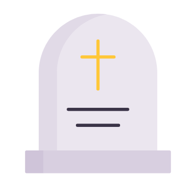 Christian Grave, Animated Icon, Flat