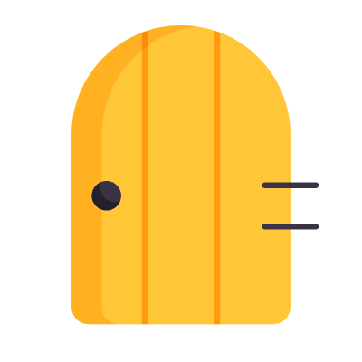 Arched Door, Animated Icon, Flat
