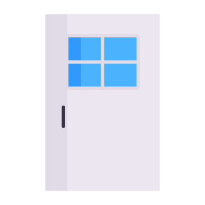 Glass Door, Animated Icon, Flat
