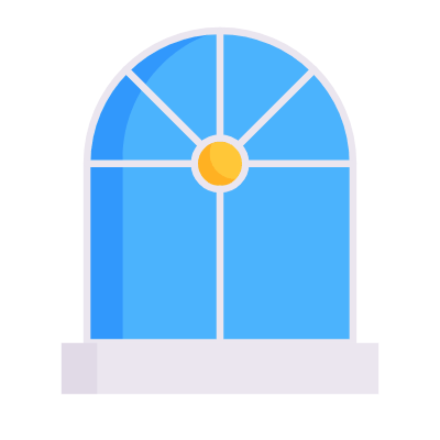 Arched Window, Animated Icon, Flat