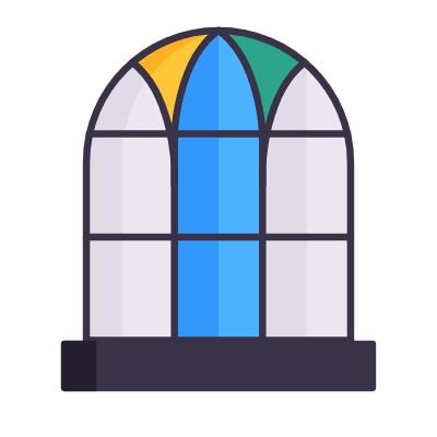 Stained glass window, Animated Icon, Flat