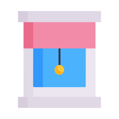 Window with roller blind, Animated Icon, Flat
