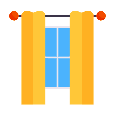 Window with sheer, Animated Icon, Flat