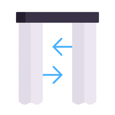 Curtains Closing, Animated Icon, Flat