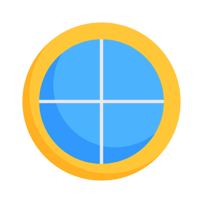 Round Window, Animated Icon, Flat