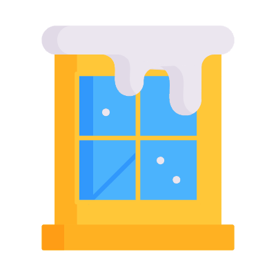 Snowed Window, Animated Icon, Flat