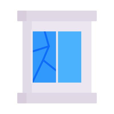 Broken Window, Animated Icon, Flat