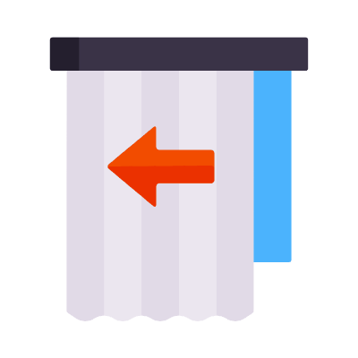 Curtain opening, Animated Icon, Flat