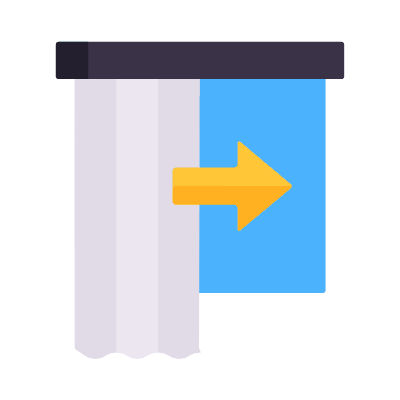 Curtain closing, Animated Icon, Flat