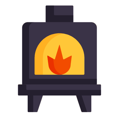 Wood Stove, Animated Icon, Flat