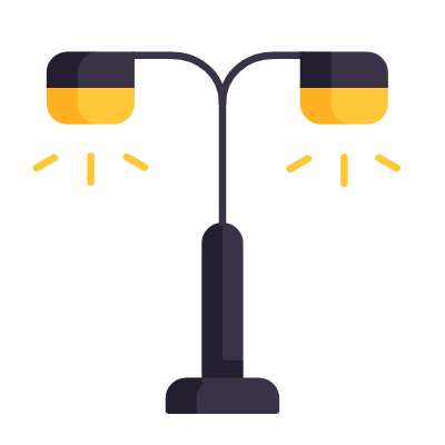 Street Lamp, Animated Icon, Flat