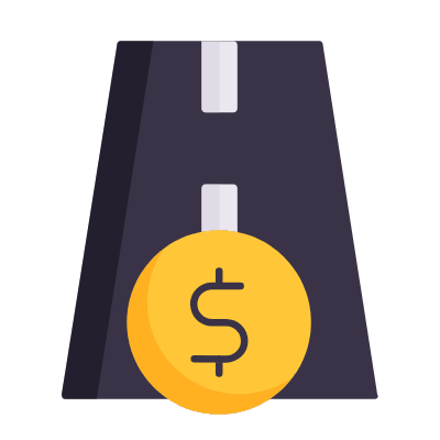 Road dollar, Animated Icon, Flat