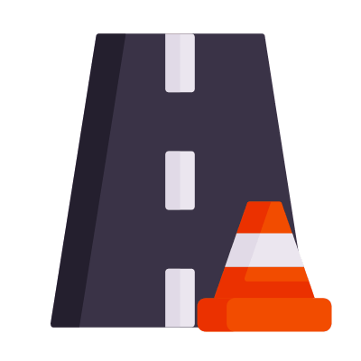 Road Traffic Cone, Animated Icon, Flat