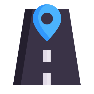 Road Location Pin, Animated Icon, Flat
