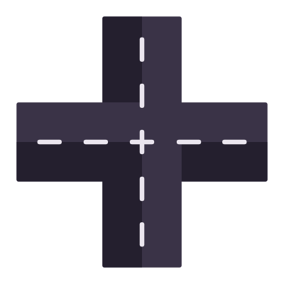 Crossroad, Animated Icon, Flat