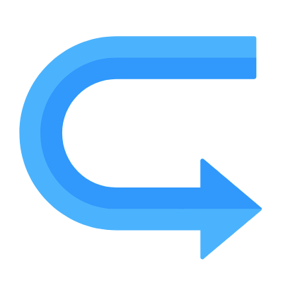 U-turn Right, Animated Icon, Flat