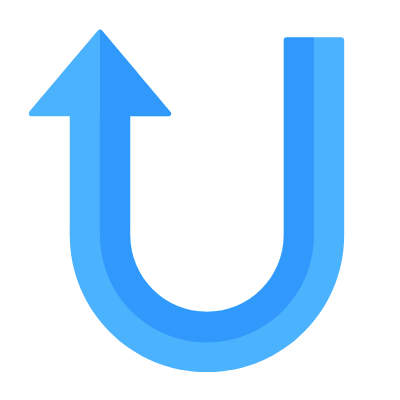 U-turn Up, Animated Icon, Flat
