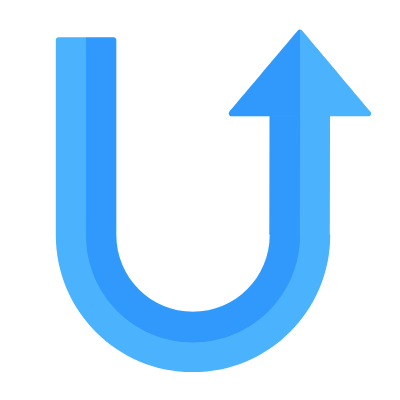 U-turn Up, Animated Icon, Flat