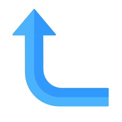 Turn Left Up, Animated Icon, Flat