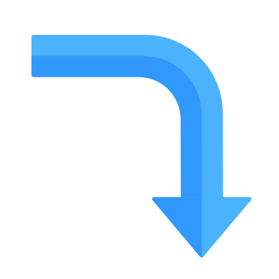 Turn Right Down, Animated Icon, Flat