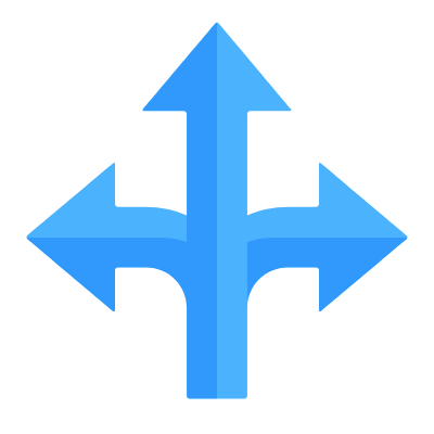 Arrows Branches, Animated Icon, Flat