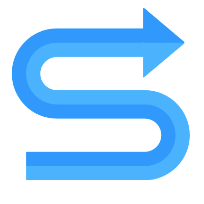 Arrow S-Turn Right, Animated Icon, Flat