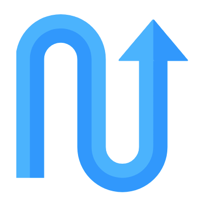Arrow S-Turn Up, Animated Icon, Flat