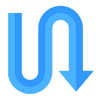 Arrow S-Turn Down, Animated Icon, Flat