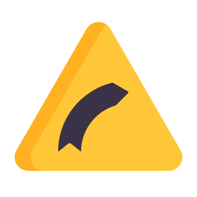 Curve Right, Animated Icon, Flat