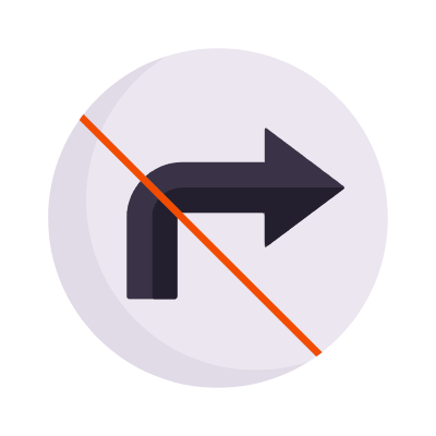 No Right Turns, Animated Icon, Flat