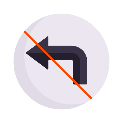 No Left Turns, Animated Icon, Flat