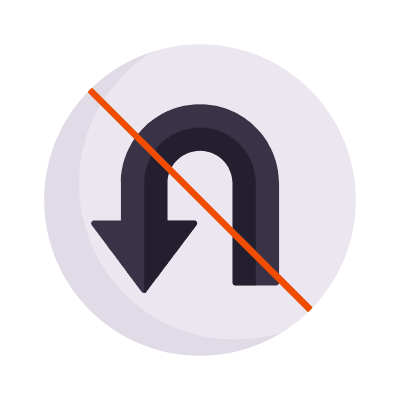 No U-turns, Animated Icon, Flat