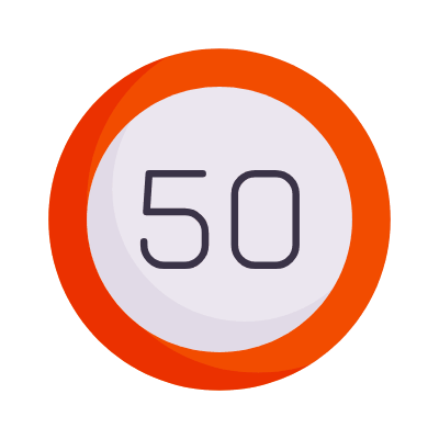 Speed Limit 50, Animated Icon, Flat