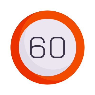 Speed Limit 60, Animated Icon, Flat