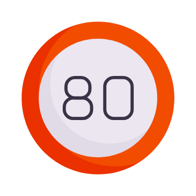 Speed Limit 80, Animated Icon, Flat