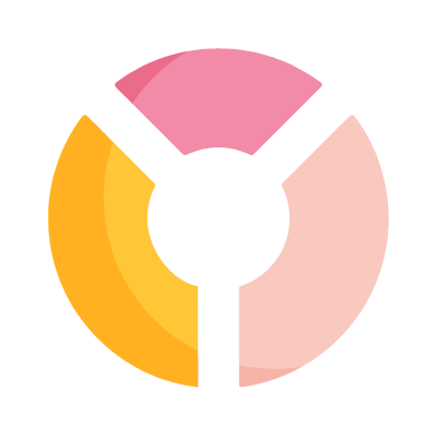 Donut Chart Detached, Animated Icon, Flat