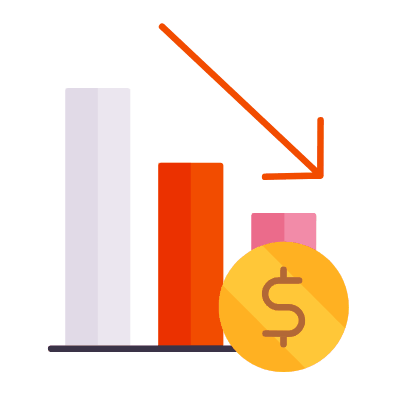 Bar Chart Money Decline, Animated Icon, Flat