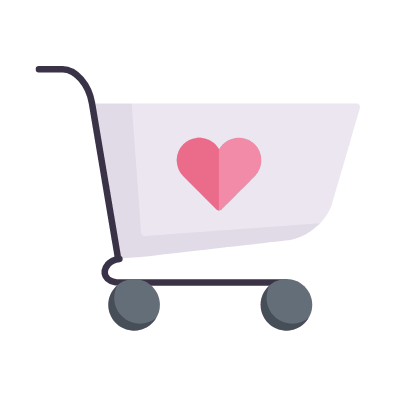 Shopping Cart Heart, Animated Icon, Flat