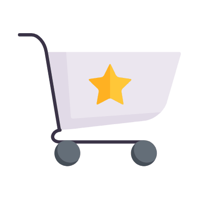 Shopping Cart Star, Animated Icon, Flat
