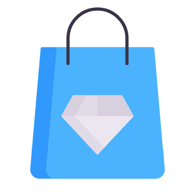 Shopping Bag Diamond, Animated Icon, Flat