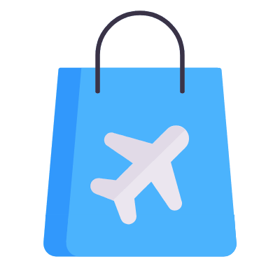 Shopping Bag Airplane, Animated Icon, Flat