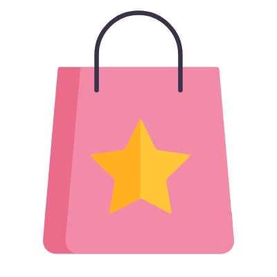 Shopping Bag Star, Animated Icon, Flat